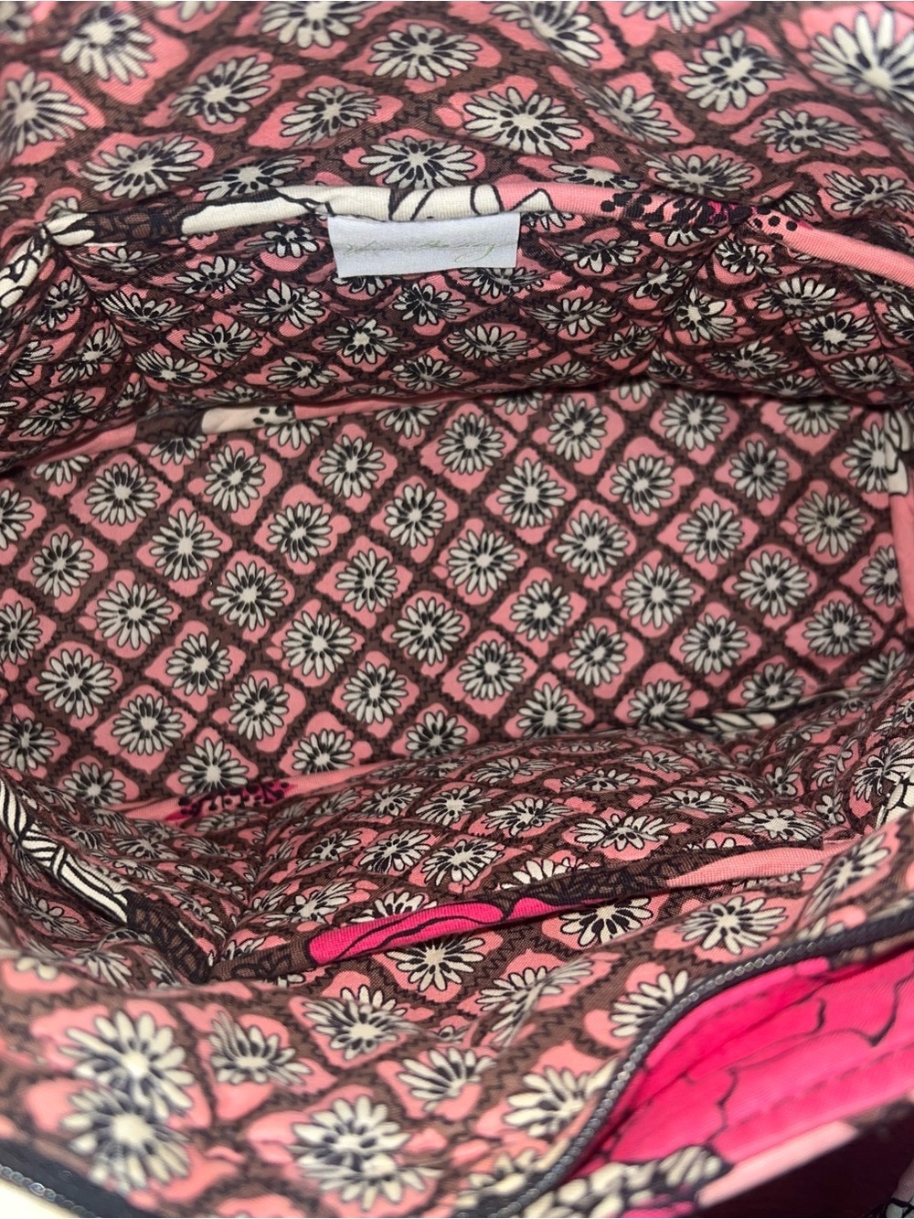 Vera Bradley Pink Floral Quilted Tote Bag Shoulder Purse Zip Top - Picture 13 of 17